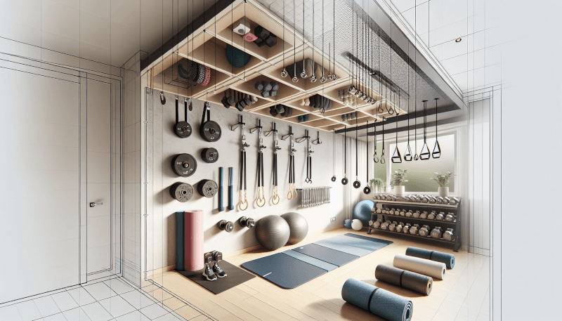 DIY Home Gym Ceiling-mounted Storage Ideas